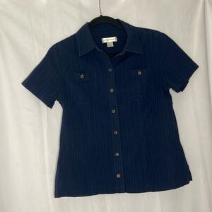 CHRISTOPHER & BANKS NAVY COTTON BUTTON DOWN (S)